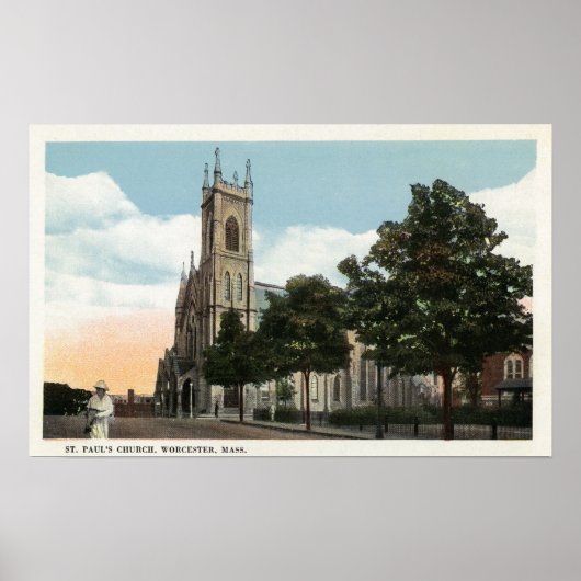 Buiten Uitzicht van de St. Paul's Church Poster (Voorkant)