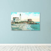 Buiten Uitzicht van de vuurtoren van het punt van  Canvas Afdruk (Insitu (Houten vloer))