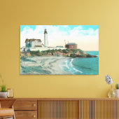 Buiten Uitzicht van de vuurtoren van het punt van  Canvas Afdruk (Insitu (Woonkamer))