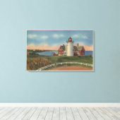 Buiten Uitzicht van de vuurtoren van Nobska Canvas Afdruk (Insitu (Houten vloer))