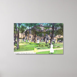 Buiten Uitzicht van de Washington School Canvas Afdruk