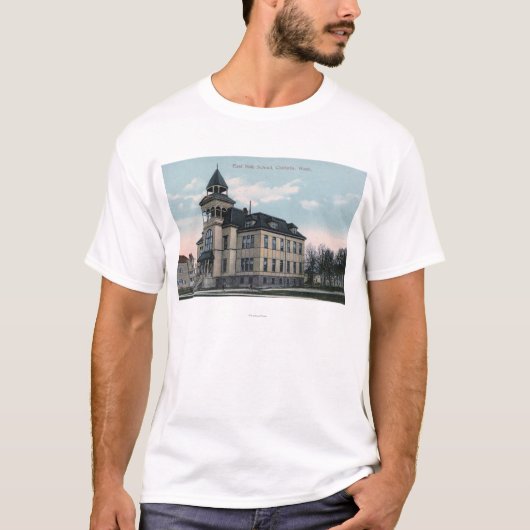 Buiten Uitzicht van East Side School Bldg T-shirt (Voorkant)