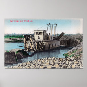 Buiten Uitzicht van een Gold DredgerOroville, CA Poster