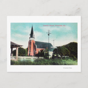 Buiten Uitzicht van een katholieke kerk Briefkaart