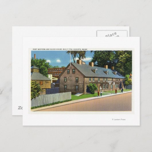 Buiten Uitzicht van Ft. Westerne en blokhuizen # Briefkaart (Voorkant / Achterkant)