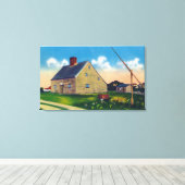 Buiten Uitzicht van het Jethro Coffin House Canvas Afdruk (Insitu (Houten vloer))