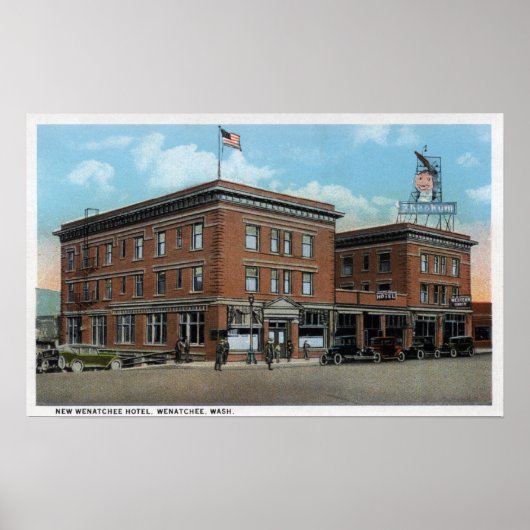 Buiten Uitzicht van het New Wenatchee Hotel Poster (Voorkant)