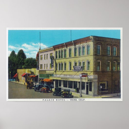 Buiten Uitzicht van het Palace HotelUkiah, CA Poster (Voorkant)