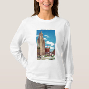 Buiten Uitzicht van het spoorweggebouw T-shirt