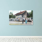 Buiten Uitzicht van het spoorwegstation op de vier Canvas Afdruk (Insitu (Houten vloer))