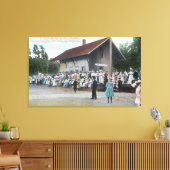 Buiten Uitzicht van het spoorwegstation op de vier Canvas Afdruk (Insitu (Woonkamer))