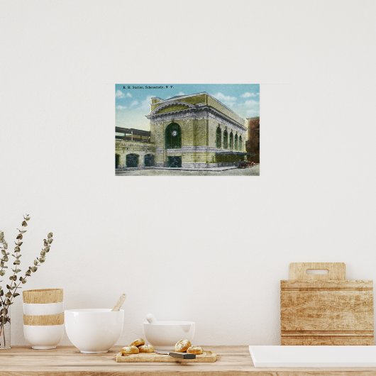 Buiten Uitzicht van het spoorwegstation Poster (Keuken)