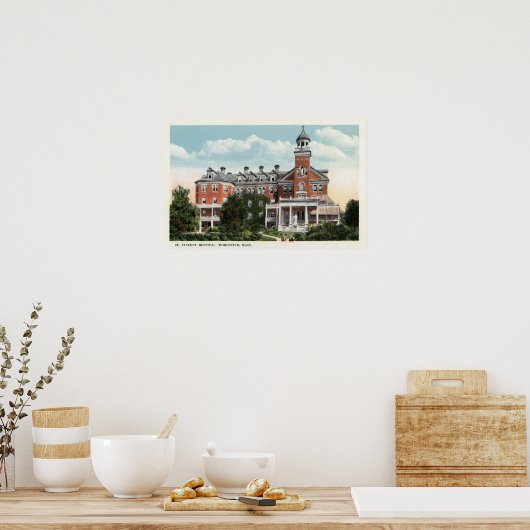 Buiten Uitzicht van het St. Vincent-ziekenhuis Poster (Keuken)