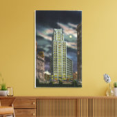 Buiten Uitzicht van het staatstowergebouw bij nach Canvas Afdruk (Insitu (Woonkamer))