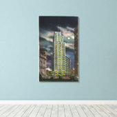 Buiten Uitzicht van het staatstowergebouw bij nach Canvas Afdruk (Insitu (Houten vloer))