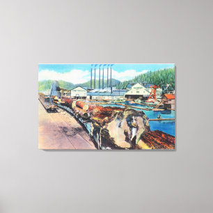 Buiten Uitzicht van Pacific Lumber Co., Redwood Canvas Afdruk