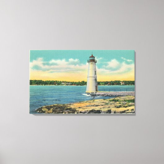 Buiten Uitzicht van Rock Island Light House Canvas Afdruk (Voorkant)