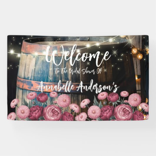 Buiten Whiskey Vat Bruidsfeest Begroeting Spandoek (Horizontaal)