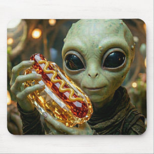 Buitenaards Alien met Kristallijnen Hotdog Muismat