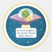Buitenaards Baby shower Ronde Sticker (Voorkant)