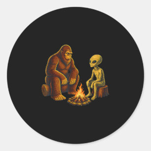 Buitenaards en bigfoo  ronde sticker