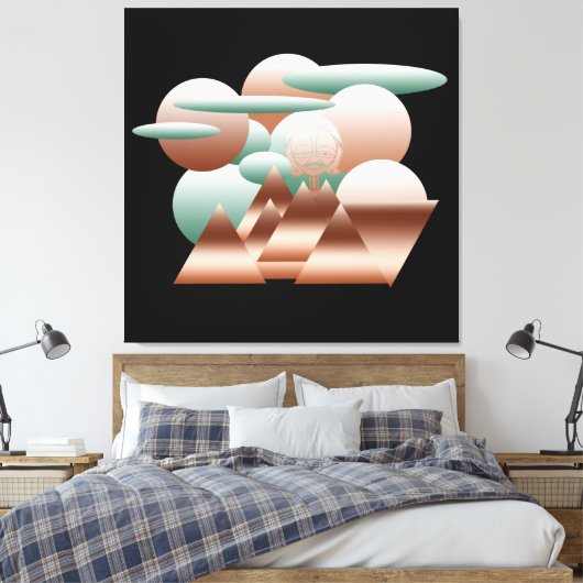 Buitenaards gezicht in abstracte ruimtekunst canvas afdruk (Insitu (Slaapkamer))