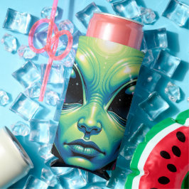 Buitenaards gezicht met planeten en reflecties in