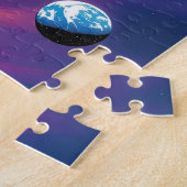 Buitenaards gezicht met planeten en reflecties in legpuzzel (Zijkant)