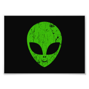 buitenaards groen hoofd voor science fiction extra foto afdruk