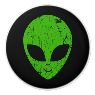 buitenaards groen hoofd voor science fiction extra keramische knop