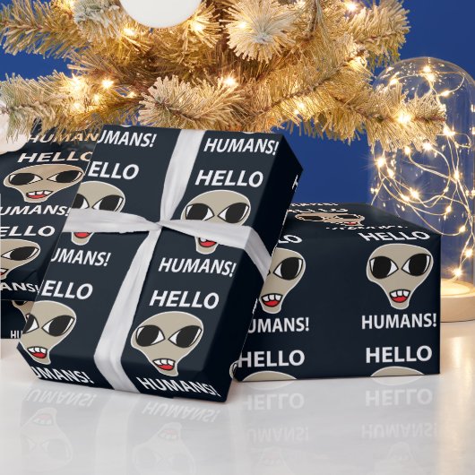 Buitenaards Hallo Mensen Grappig Cadeaupapier (Feestdagen)