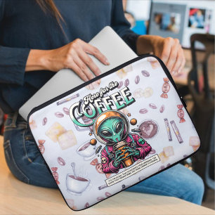 Buitenaards hier voor de koffie laptop sleeve