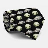 Buitenaards hoofd en ruimteschip stropdas (Opgerold)