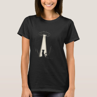Buitenaards Kat UFO Ruimteschip Kitty Sci Fi Melkw T-shirt
