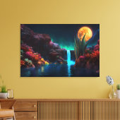 Buitenaards Landschap Waterval Maan Canvas Afdruk (Insitu (Woonkamer))