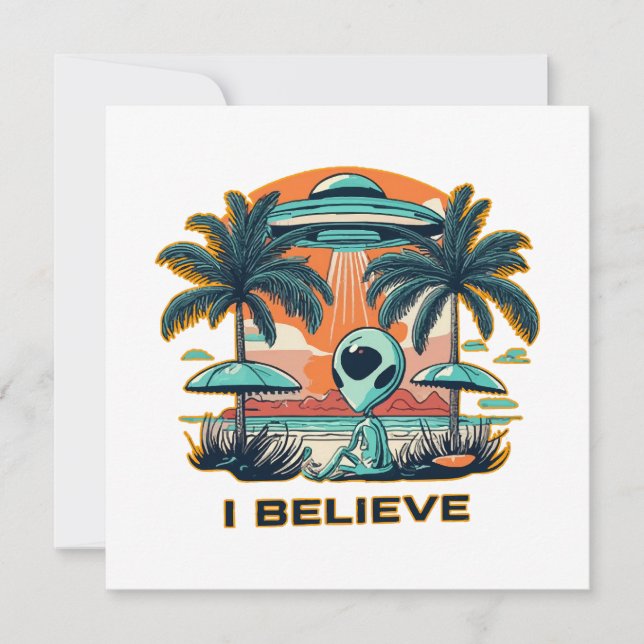 buitenaards met UFO GELOOF IK (Voorkant)