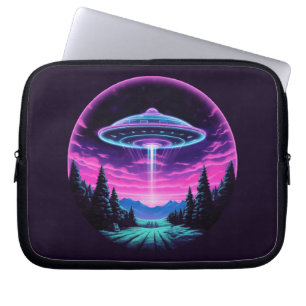 Buitenaards ruimteschip Retro Futuristisch Laptop Sleeve