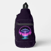 Buitenaards ruimteschip retro futuristisch sling bag (Voorkant)