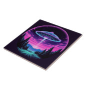 Buitenaards ruimteschip retro futuristisch tegeltje (Zijkant)