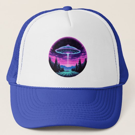 Buitenaards ruimteschip retro futuristisch trucker pet (Voorkant)
