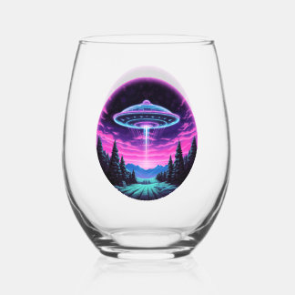 Buitenaards ruimteschip Retro Futuristisch Wijnglas Zonder Voet
