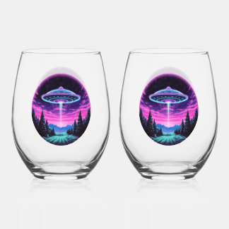 Buitenaards ruimteschip Retro Futuristisch Wijnglas Zonder Voet