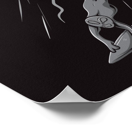 buitenaards surfende illustratie met thuis poster (Hoek)