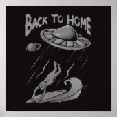 buitenaards surfende illustratie met thuis poster (Voorkant)