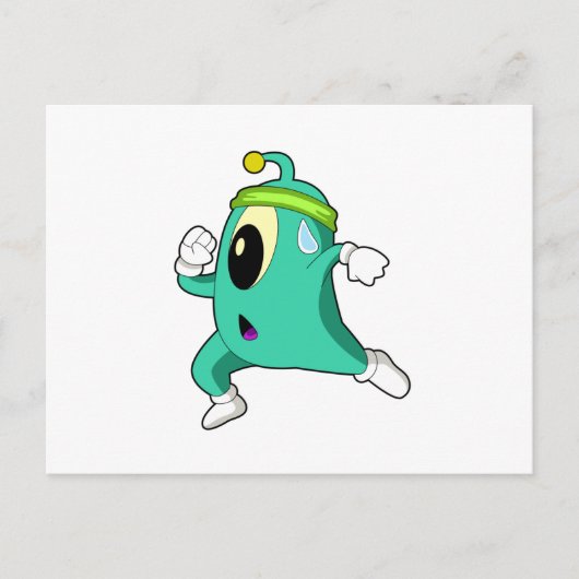 Buitenaards wezen als hardloper briefkaart (Voorkant)