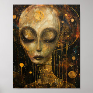 Buitenaards wezen in een Klimt-stijl Poster