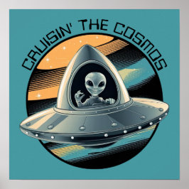 Buitenaards wezen in ruimteschip poster