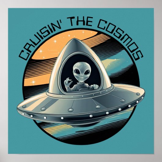 Buitenaards wezen in ruimteschip poster (Voorkant)