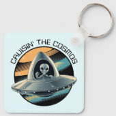 Buitenaards wezen in ruimteschip sleutelhanger (Achterkant)