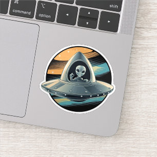 Buitenaards wezen in ruimteschip sticker